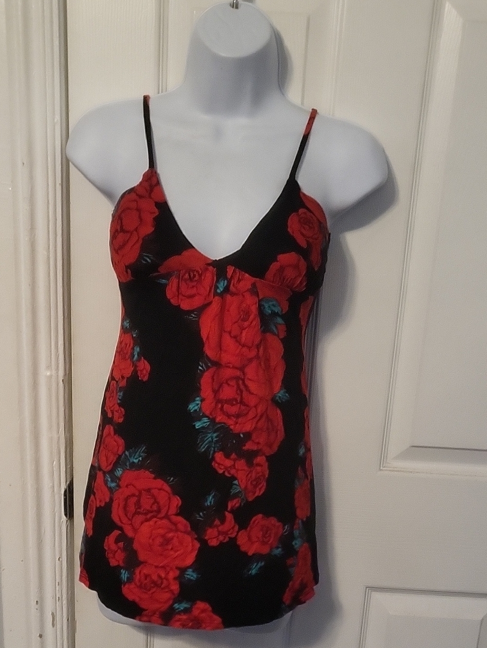 Topia Red and Black Floral Top